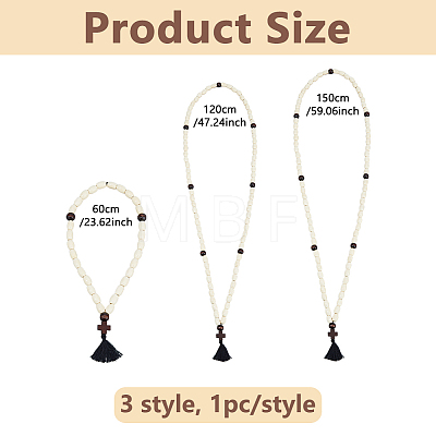 6Pcs 3 Style Natural Wood Bead Necklaces NJEW-DC00017-1