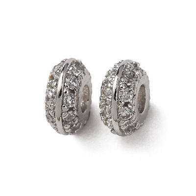 Brass Micro Pave Clear Cubic Zirconia Beads KK-C253-11P-1