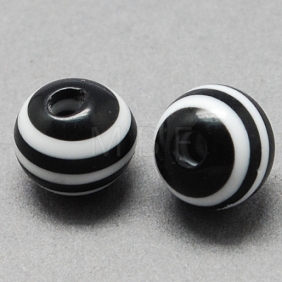 Round Striped Resin Beads X-RESI-R158-16mm-11-1
