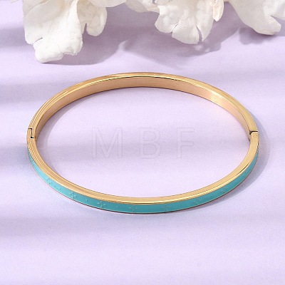 304 Stainless Steel Enamel Hinged Cuff Bangles for Women SA-CBAC920-15G-01C-1