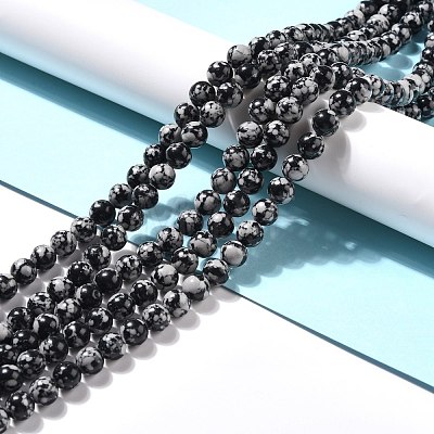 Synthetic Snowflake Obsidian Beads Strands G-E568-03C-1