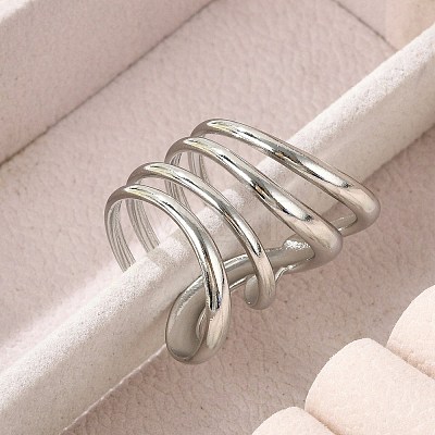 304 Stainless Steel Multi-layer Cuff Rings for Women RJEW-G338-16P-1