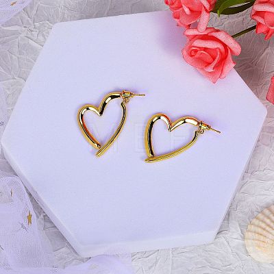 Brass Heart Dangle Stud Earrings with 925 Sterling Silver Pins for Women JE1091A-1