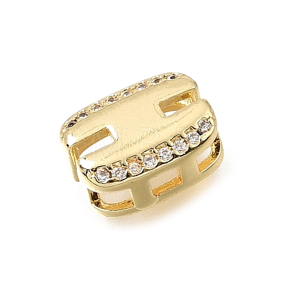 Brass Micro Pave Clear Cubic Zirconia Initial Spacer Bars KK-E802-34G-H-1
