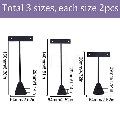6Pcs 3 Styles T Shaped Alloy Earring Display Stand EDIS-SC0001-05-1
