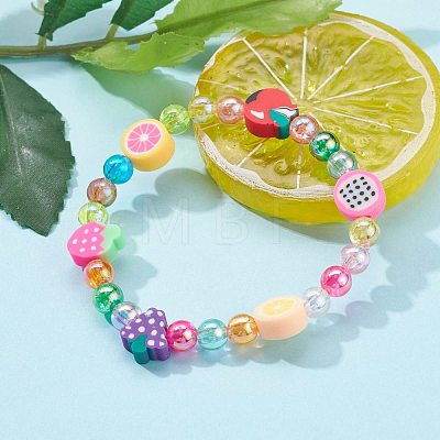 Handmade Polymer Clay Beads Stretch Bracelets for Kids BJEW-JB06326-02-1