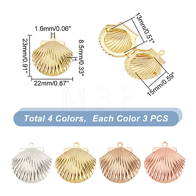   12Pcs 3 Colors Brass Locket Pendants KK-PH0005-28-1