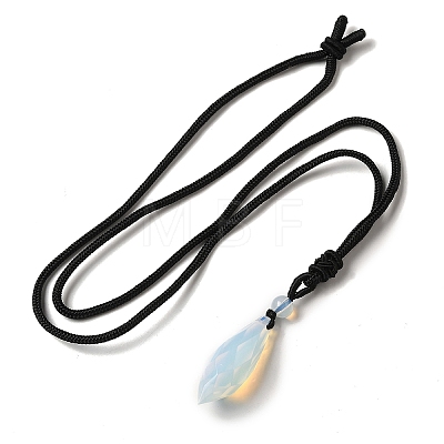 Cone Natural & Synthetic Mixed Gemstone Pendant Necklace with Nylon Rope for Women G-H286-08-1
