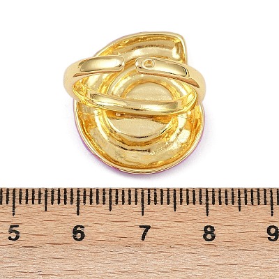 Brass Enamel Adjustable Cuff Rings for Women RJEW-G357-01F-1