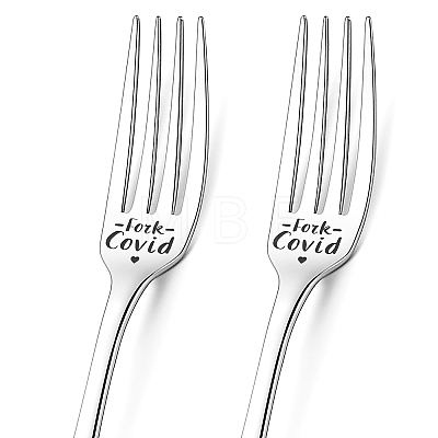 Globleland Word Pattern 304 Stainless Steel Fork AJEW-GL0001-17P-1