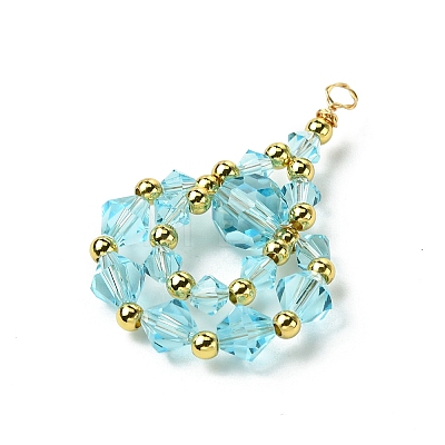 Imitation Austrian Crystal Beads with Eco-Friendly Copper Wire and Brass Beads Pendants PALLOY-JF03285-03-1