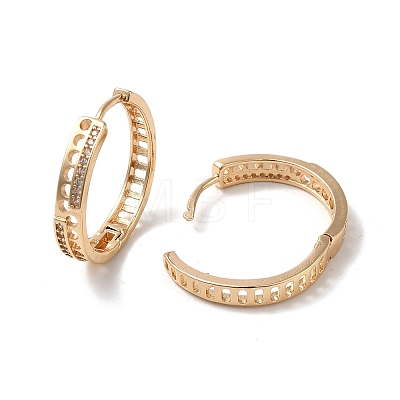 Brass Cubic Zirconia Hoop Earrings for Women EJEW-M238-07KCG-1
