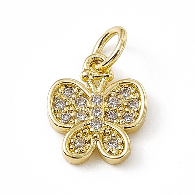 Brass Micro Pave Clear Cubic Zirconia Butterfly Charms ZIRC-F132-37G-1