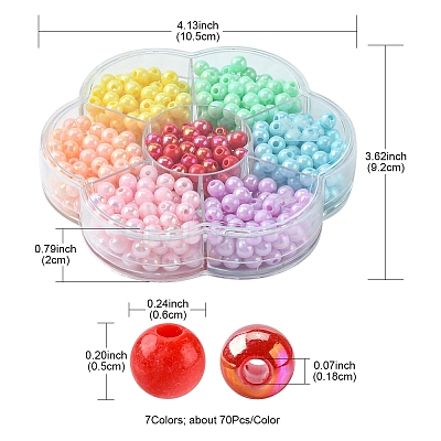 490Pcs 7 Style Opaque Acrylic Beads MACR-YW0002-04-1