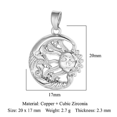 Brass Clear Cubic Zirconia Pendants KK-E068-VA099-2P-1
