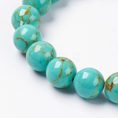 Synthetic Turquoise Beaded Stretch Bracelet BJEW-P208-04-12mm-1