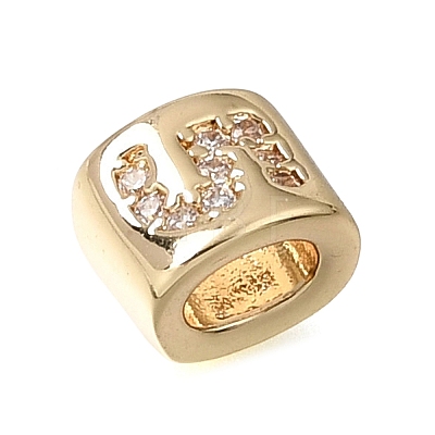 Brass Micro Pave Clear Cubic Zirconia Beads CU-CBAA19F-01G-F-1