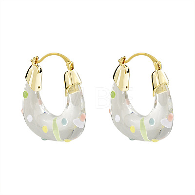 Resin and Brass Hoop Earrings for Women FS-WGF4F65-01-1
