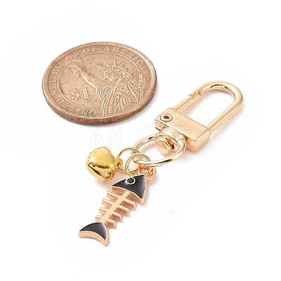 Cat & Fishbone Shape Alloy Enamel Charms Keychain KEYC-JKC00431-02-1