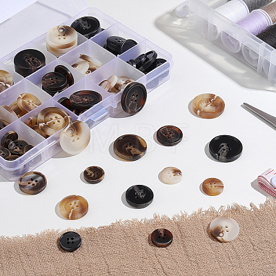110Pcs 15 Styles Resin Button BUTT-CY0001-41-1