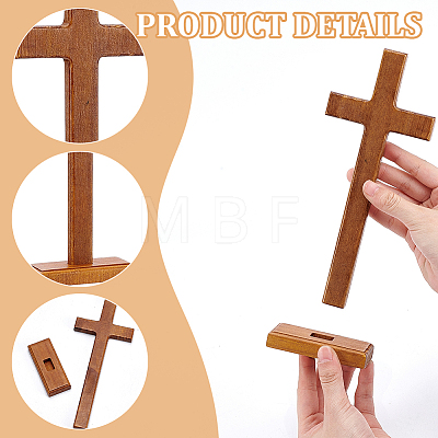 Easter Wood Cross Figurines Ornaments DJEW-WH0063-67C-1