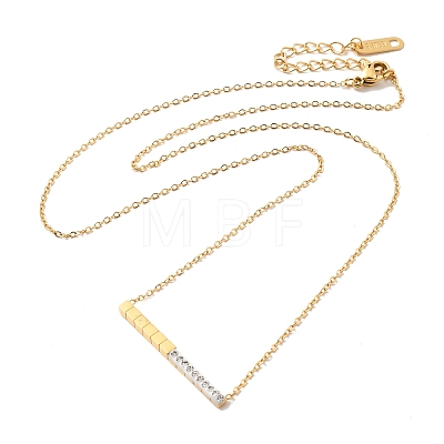 Ion Plating(IP) 304 Stainless Steel Rectangle Bar Pendant Necklaces NJEW-P290-01G-1