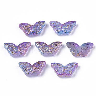 Transparent Spray Painted Glass Beads GLAA-R215-05-E-1