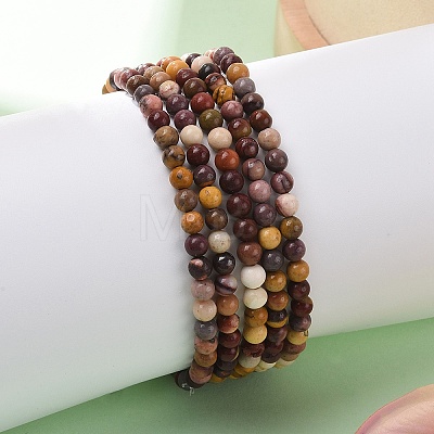 Natural Mookaite Round Bead Stretch Bracelets X-BJEW-L594-B05-1