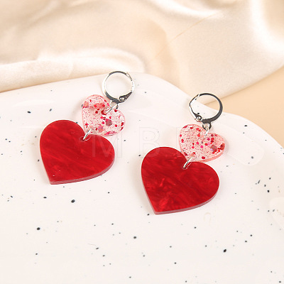 Valentine's Day Iron Acrylic Leverback Earrings WGDAD85-01-1