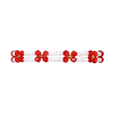 Woven Glass Flower Adjustable Braided Bead Bracelets for Women BJEW-MZ00100-05-1