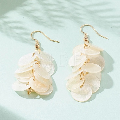 Natural Capiz Shell Cluster Earrings X-EJEW-JE04472-1