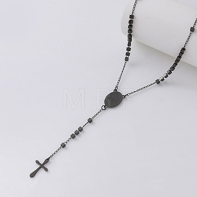 Vintage Resin Cube Rosary Bead Necklaces PH8677-3-1