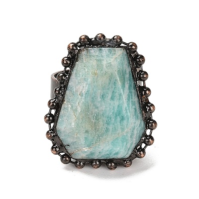 Natural Amazonite Open Cuff Ring RJEW-M166-03R-A-1