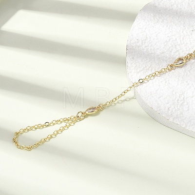 Brass Micro Pave Cubic Zirconia Mittens Bracelets BJEW-C156-01G-03-1