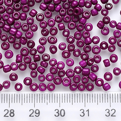 8/0 Baking Paint Glass Round Seed Beads SEED-S036-01B-10-1
