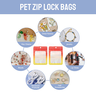 40Pcs Rectangle Glitter Holographic Plastic Resealable Packaging Bags ABAG-TA0001-97B-02-1
