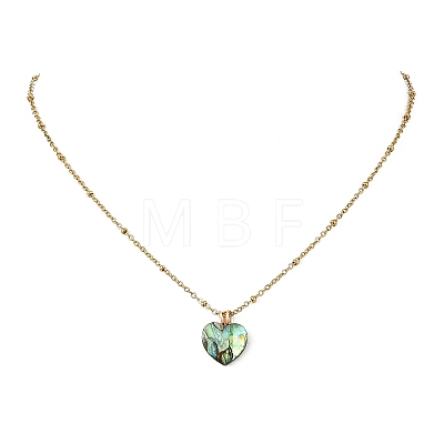 Natural Paua Shell Geometric Pendant 304 Stainless Steel Satellite Chain Necklaces NJEW-JN06602-1