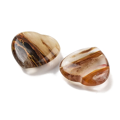 Heart Tigerskin Glass Worry Stone G-C134-06A-04-1