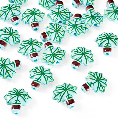 20Pcs Printed Opaque Acrylic Beads OACR-TA0004-73B-1