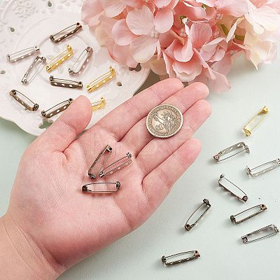 100Pcs 4 Colors Iron Brooch Findings IFIN-CJ0001-55-1
