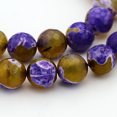 Natural Weathered Agate Faceted Round Beads Strands X-G-A134-02B-10mm-1