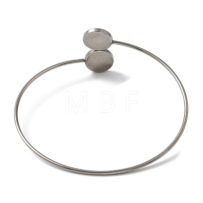 304 Stainless Steel Cuff Blank Bangle Bases with Round Tray STAS-Z088-03A-P-1