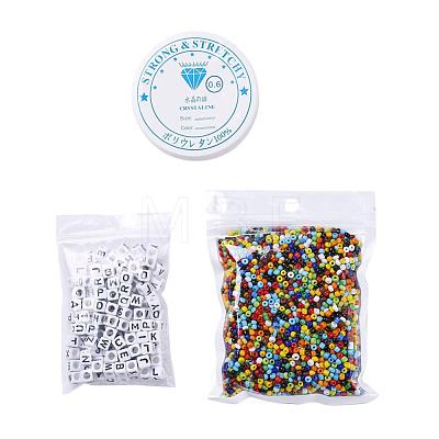 100Pcs Cube with Letter Opaque Acrylic Beads DIY-YW0002-45-1