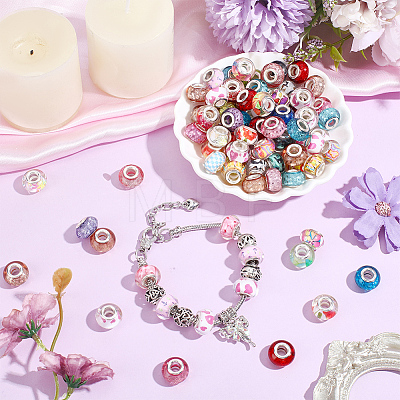 120Pcs Resin European Beads RPDL-PA0001-02-1
