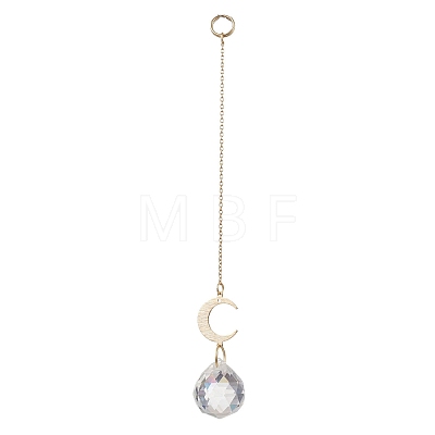 2Pcs Glass with Brass Hanging Suncatchers HJEW-JM04588-1