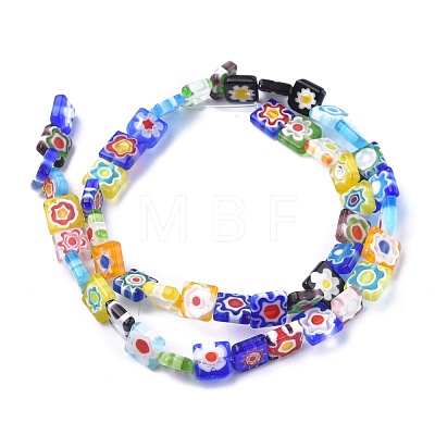 Square Handmade Millefiori Glass Beads LK-R004-52-1