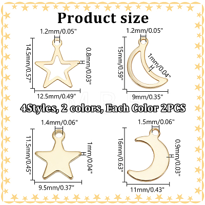 16Pcs 8 Styles 304 & 201 Stainless Steel Pendants STAS-LP0001-30-1