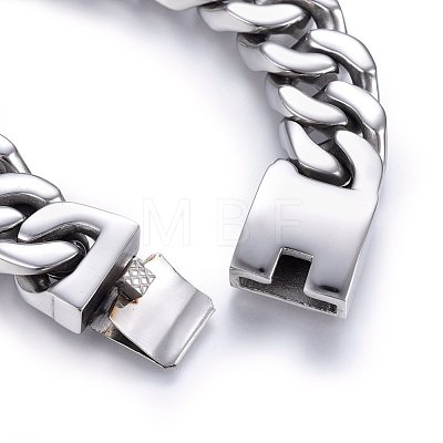304 Stainless Steel Curb Chains Bracelets BJEW-E346-07B-P-1