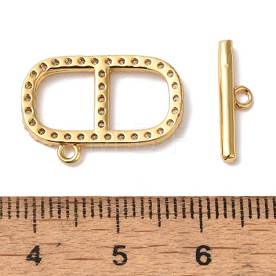 Brass Micro Pave Clear Cubic Zirconia Toggle Clasps KK-N254-74G-1