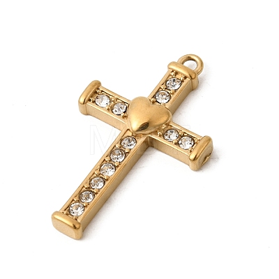 304 Stainless Steel Rhinestone Pendants STAS-B128-09G-02-1
